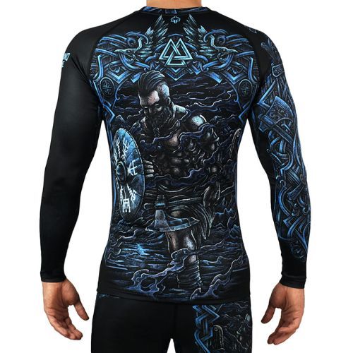 Herren Ground Game Viking Rashguard schwarz-blau 21RASHVIKLS