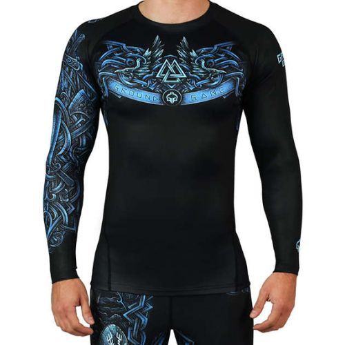 Herren Ground Game Viking Rashguard schwarz-blau 21RASHVIKLS