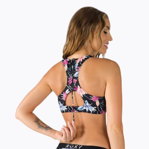 Badeanzug-Oberteil ROXY Active Crop Top 2021 anthracite/floral flow