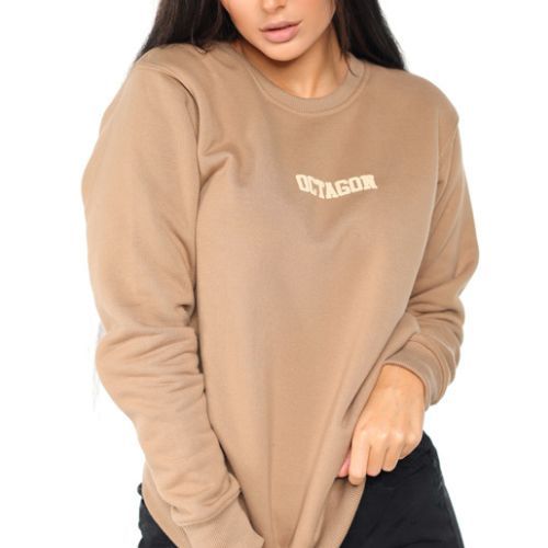 Damen Sweatshirt ohne Kapuze Octagon Klein braun