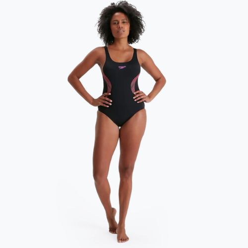 Speedo Placement Muscleback Damen Badeanzug einteilig schwarz 68-08694G704