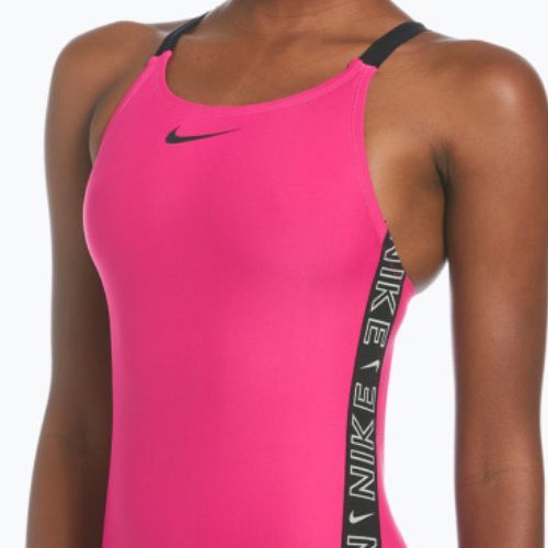 Einteiliger Damen-Badeanzug Nike Logo Tape Fastback rosa NESSB130-672