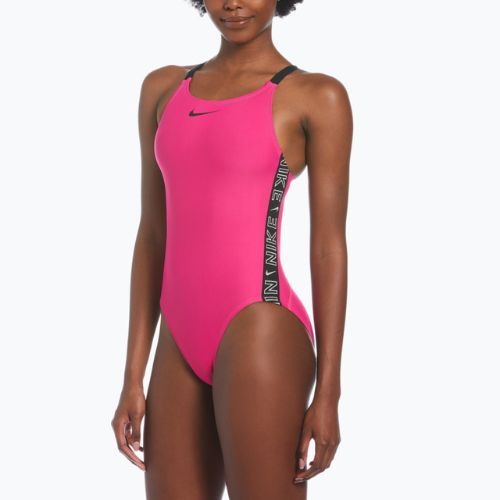 Einteiliger Damen-Badeanzug Nike Logo Tape Fastback rosa NESSB130-672