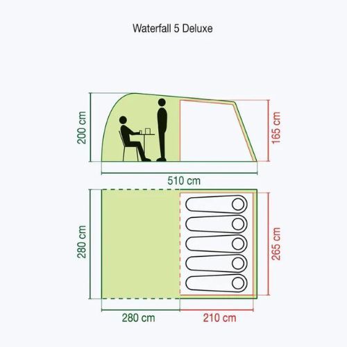 Coleman Waterfall 5 Deluxe Camping Zelt grün 2000038893