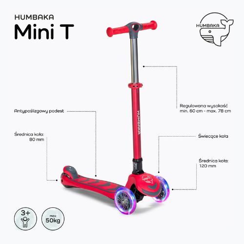 HUMBAKA Mini T Kinder-Dreirad-Roller rot HBK-S6T