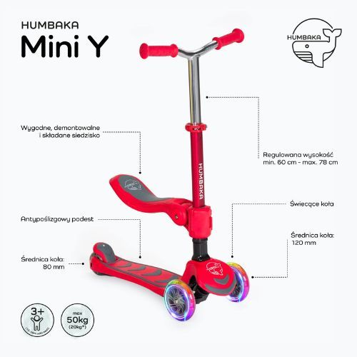 HUMBAKA Mini Y dreirädriger Kinderroller rot HBK-S6Y