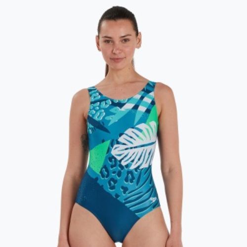 Speedo Placement U-Back Damen Badeanzug einteilig blau-grün 68-07336G728
