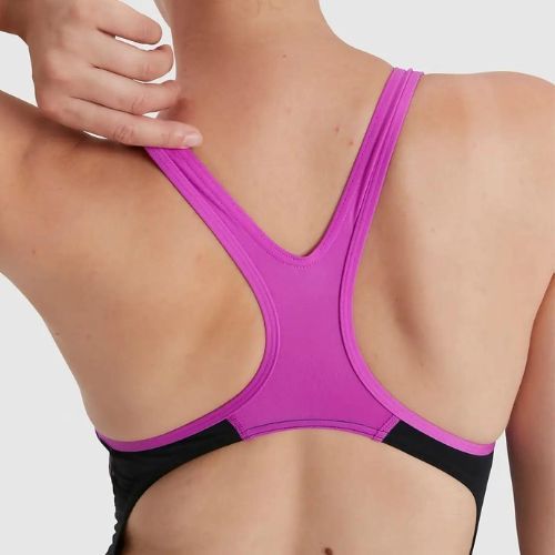 Speedo Placement Laneback Damen Badeanzug einteilig schwarz/rosa 11389C733