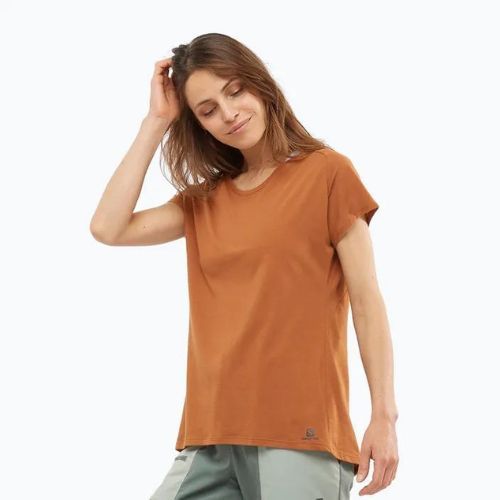 Wandershirt trekking Damen Salomon Essential Shaped SS orange LC179