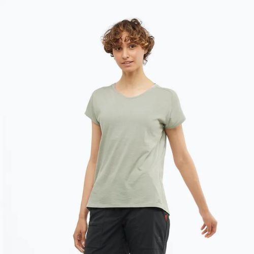 Wandershirt trekking Damen Salomon Essential Shaped SS grün LC17396