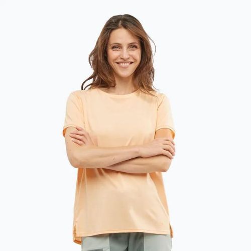 Wandershirt trekking Damen Salomon Outline Summer SS orange LC17945