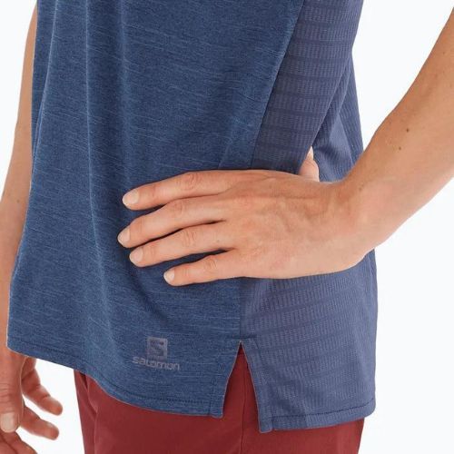 Wandershirt trekking Damen Salomon Outline Summer SS dunkelblau LC1787