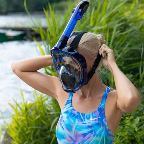 AQUASTIC Schnorchelset Vollgesichtsmaske + Flossen blau SMFA-01SN