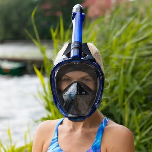 AQUASTIC Schnorchelset Vollgesichtsmaske + Flossen blau SMFA-01SN