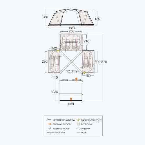 Vango Diablo II Air 850XL blau TEQDIABAIS0DTIR 8-Personen-Campingzelt