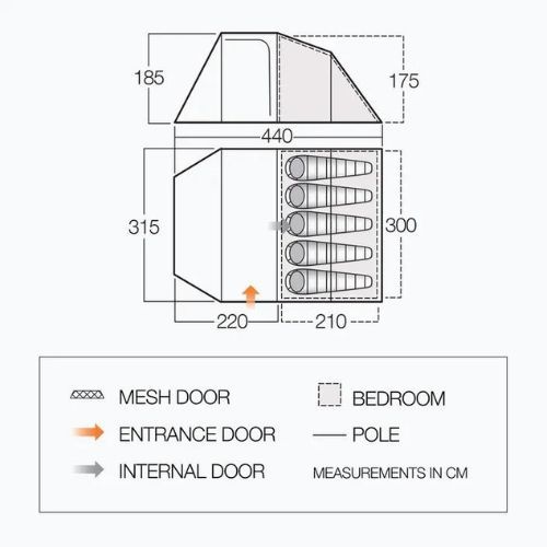 Vango Skye 500 5-Personen Camping Zelt TERSKYE grün T15177