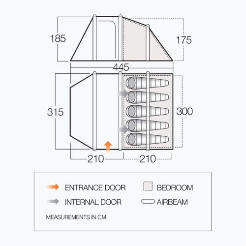 Vango Skye II Air 500 5-Personen Camping Zelt grün TEQSKYEAIH09177