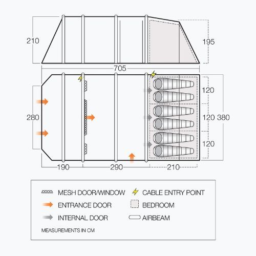 Vango Longleat II Air 800XL grün TEQLONGAIH09TAS 8-Personen Camping Zelt