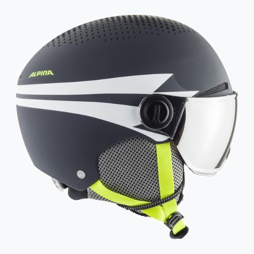 Skihelme für Kinder Alpina Zupo Visor Q-Lite charcoal/neon matt