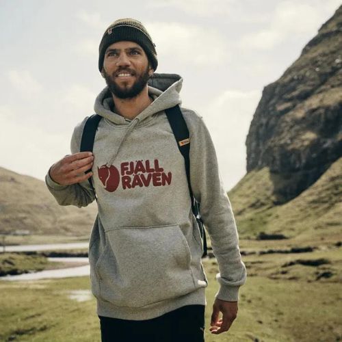 Herren Fjällräven Logo Hoodie grau F84144