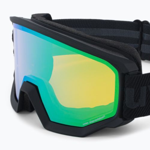 Skibrille UVEX Athletic FM black mat/mirror green lasergold lite55//52/233
