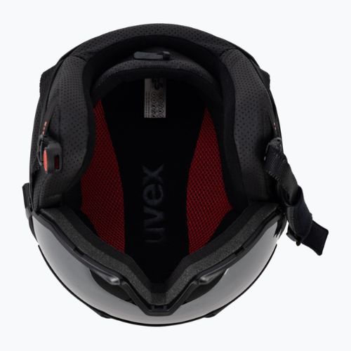 Skihelm UVEX Instinct Visor schwarz-rot 56/6/26/75