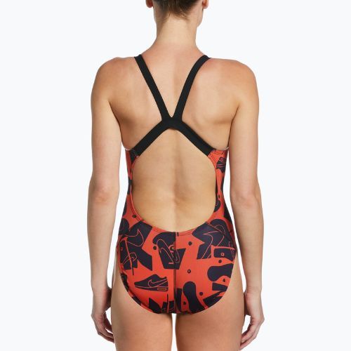 Einteiliger Damen-Badeanzug Nike Multiple Print Fastback orange NESSC050-631