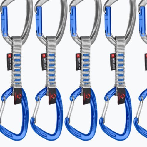 Mammut Crag Keylock Wire Kletterausdrücke 10 cm Indicator Quickdraws 6 Stück blau.