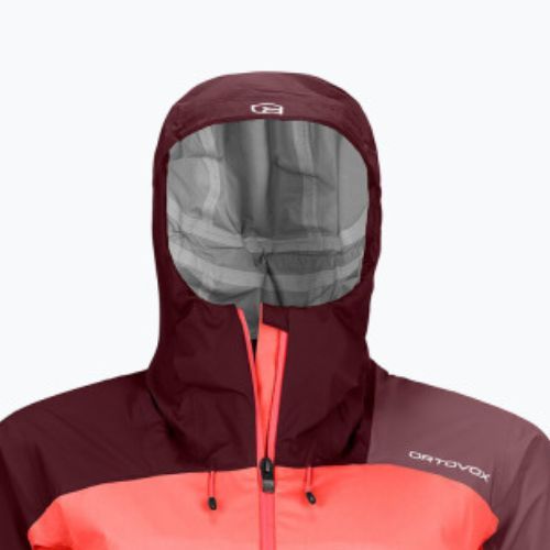 Damen ORTOVOX Westalpen 3L Hellorange und kastanienbraune Regenjacke 7021200018