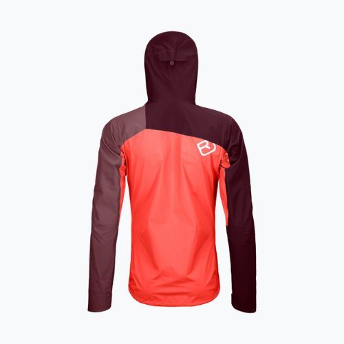 Damen ORTOVOX Westalpen 3L Hellorange und kastanienbraune Regenjacke 7021200018