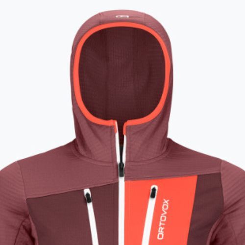 Damen-Trekking-Sweatshirt Ortovox Fleece Grid Hoody rot 87201
