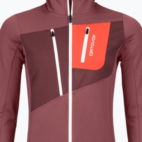 Damen-Trekking-Sweatshirt Ortovox Fleece Grid Hoody rot 87201