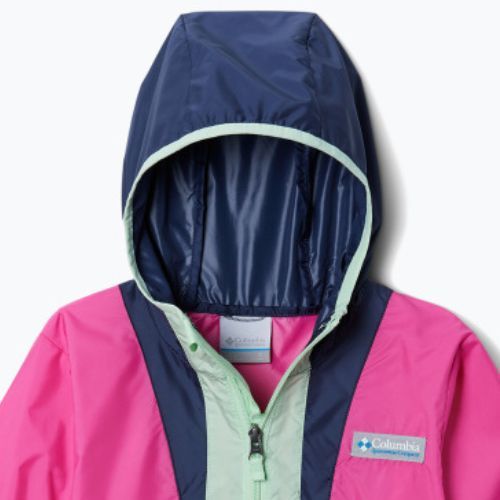 Columbia Kinder Back Bowl Hooded Windbreaker Jacke rosa und marineblau 2031582695