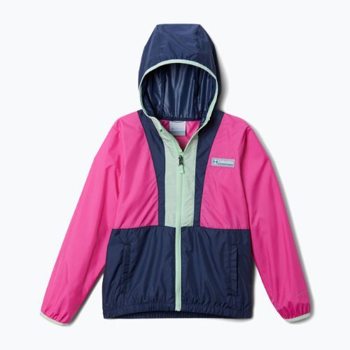 Columbia Kinder Back Bowl Hooded Windbreaker Jacke rosa und marineblau 2031582695