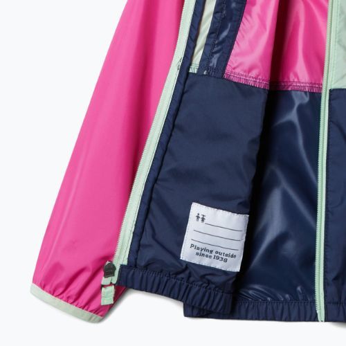 Columbia Kinder Back Bowl Hooded Windbreaker Jacke rosa und marineblau 2031582695