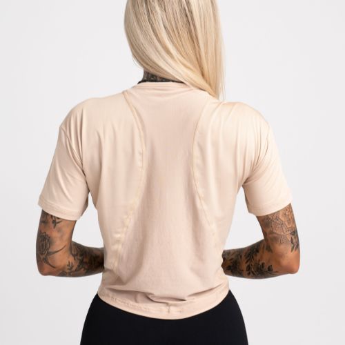 Damen Trainings-T-Shirt Gym Glamour Sport Beige 427