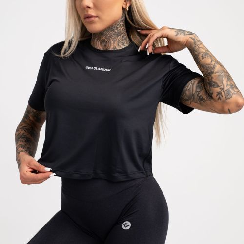 Damen-Trainingsshirt Gym Glamour Sport Schwarz 424