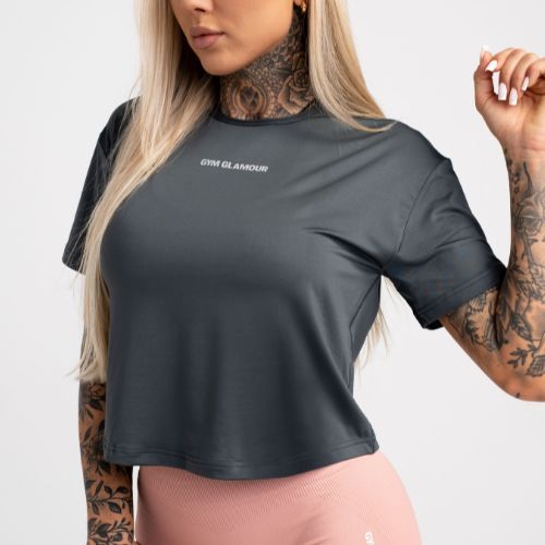 Damen-Trainingsshirt Gym Glamour Sport Grau 425