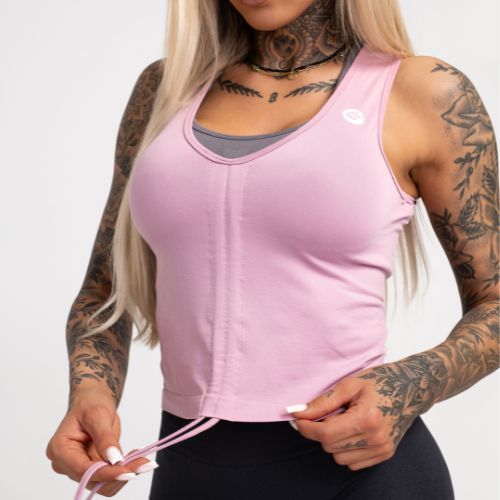 Damen-Workout-Top Gym Glamour Drawstring Pink 447