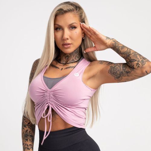 Damen-Workout-Top Gym Glamour Drawstring Pink 447