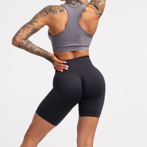 Damen-Trainingsshorts Gym Glamour Flexible Anthrazit 435