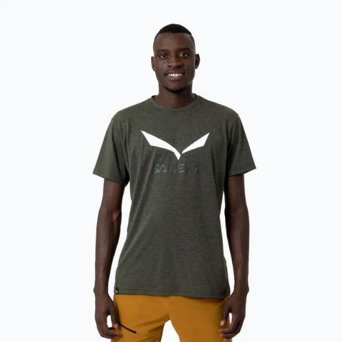 Herren Salewa Solidlogo Dry dunkelgrünes Trekkinghemd 00-0000027018