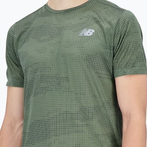 Herren New Balance Top Printed Impact Run SS Laufshirt Grün NBMT21263DON
