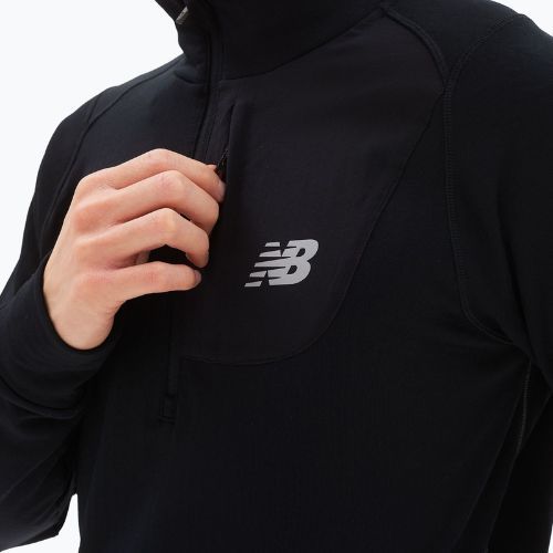 Herren Trainings-T-Shirt New Balance Top NB Heat Grid Half Zip schwarz NBMT23252BK
