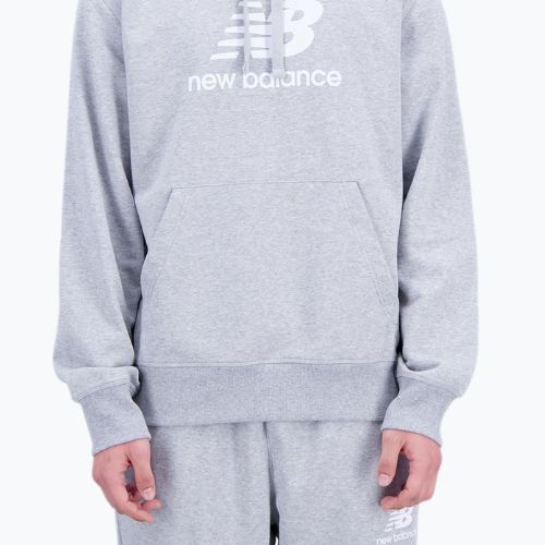 Herren Training Sweatshirt New Balance Essentials Stacked Logo French Terry Hoodie grau NBMT31537AG