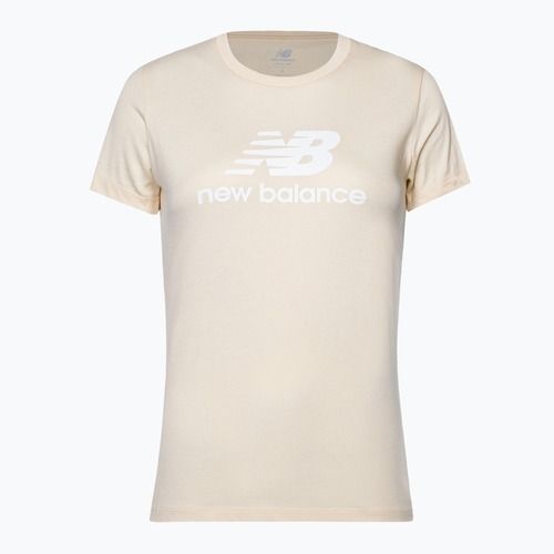 Damen New Balance Essentials Stacked Logo Co T-shirt beige NBWT31546