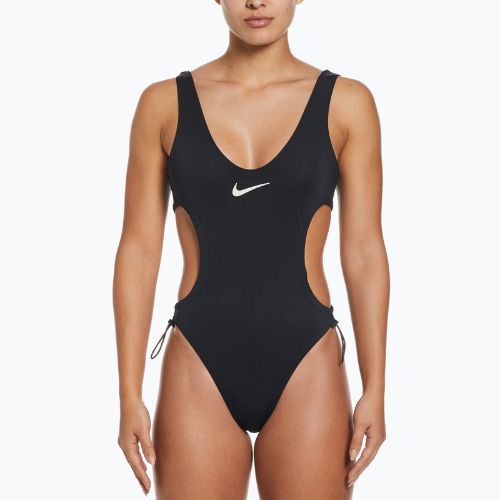 Nike Wild Damen einteiliger Badeanzug schwarz und weiß NESSD255-001
