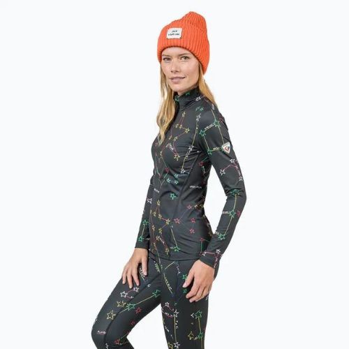 Damen-Thermoaktivshirt Rossignol Booster 1/2 Zip Top 100 schwarz