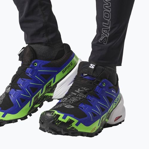 Herren Laufschuhe Salomon Spikecross 6 GTX schwarz/surf the web/green gecko