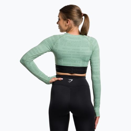 Women's Gymshark Vision Crop Top Langarm-Trainingsoberteil grün/schwarz